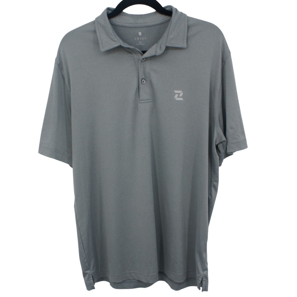 Zelos Mens Performance Polo Shirt Gray Short Sleeve Activewear Size M‎